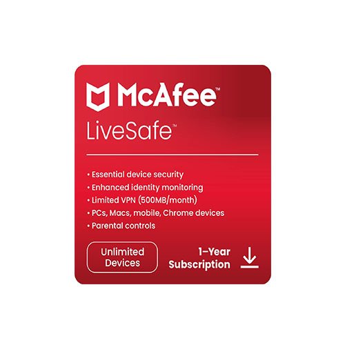 McAfee Live Safe | Unlimited Devices | 1 Year -2026 product image
