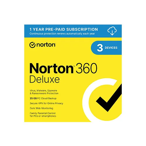 Norton 360 Deluxe – 3 Device, 1-Year Retail License (Digital Delivery) product image